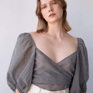 Shaina Mote Opal Black Gingham Top - NWOT